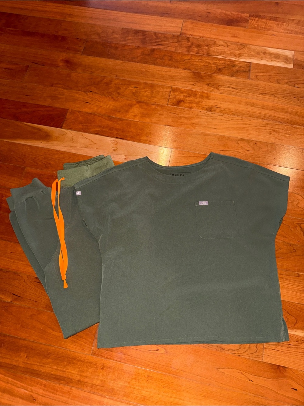 Figs army green scrub set
